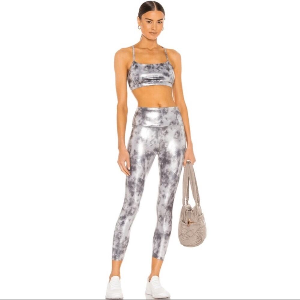 NWT Beyond Yoga x Revolve High Waisted Metallic Silver Leggings